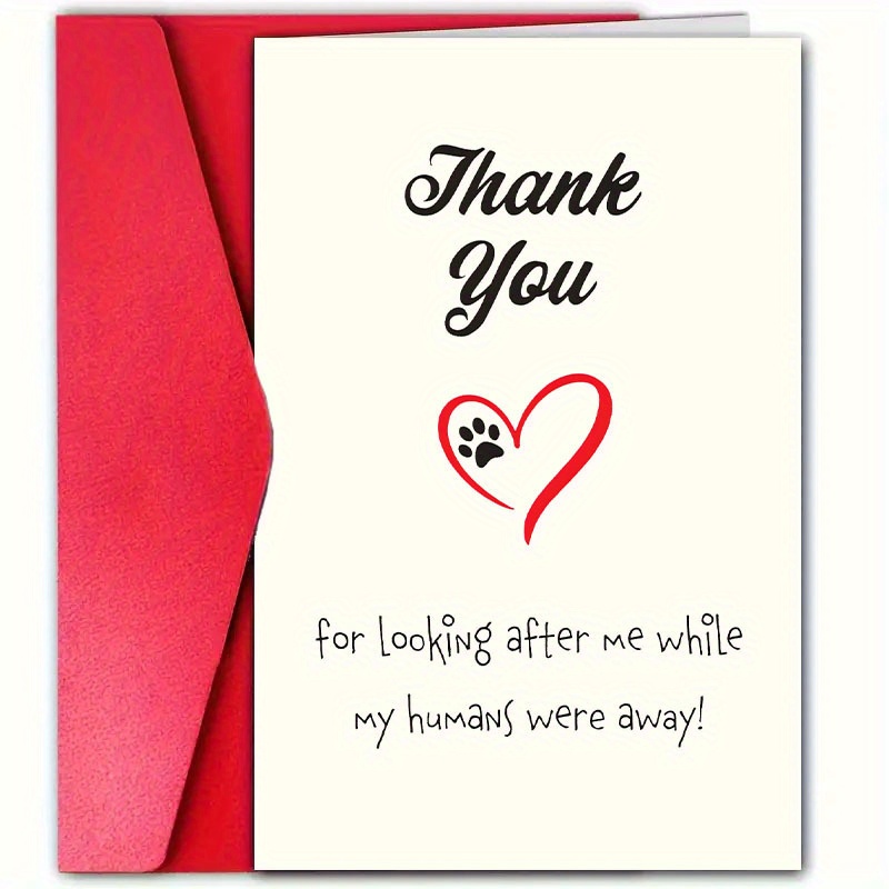 

1pc Pet Care Appreciation Thank You Greeting Card With Envelope, Paper, Suitable For Anyone, Ideal For Pet And Caregivers, Heartfelt Gratitude For Assistance During Thanksgiving