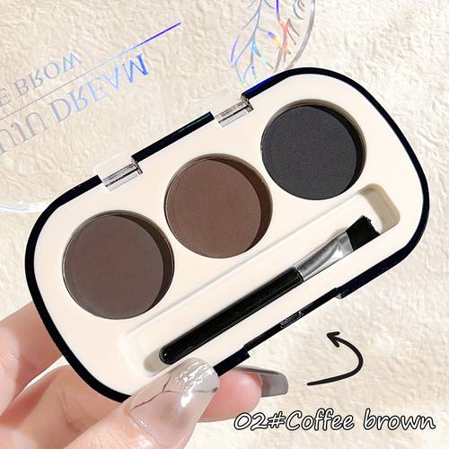 brushed waterproof sweat proof brow powder palette matte 3 color set for natural 3d brow makeup easy to color long lasting suitable for normal skin