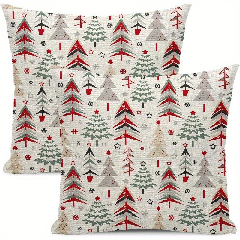 

2pcs Set Christmas Throw Pillow Covers - 18x18 Inch, Geometric & Designs, Soft Polyester, - Couch, Sofa, Bed Decor, Christmas Decor, Best For Christmas