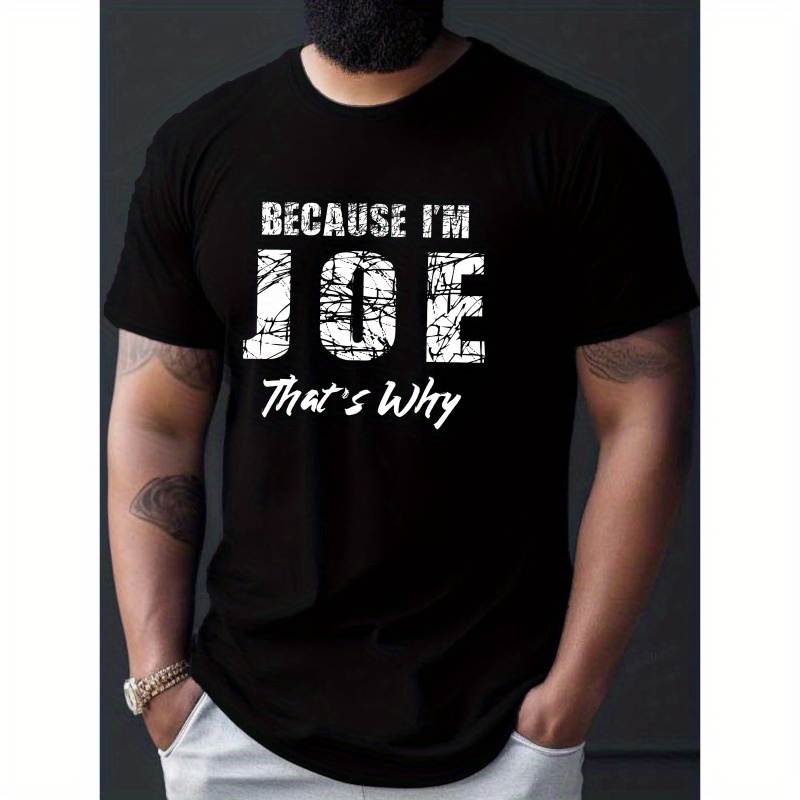 

Joe Geometric Pattern Print Crew Neck T-shirt - 100% Polyester Casual Knit Fabric Tee With Slight Stretch For Men, Regular Fit Adult Short Sleeve Shirt For Summer