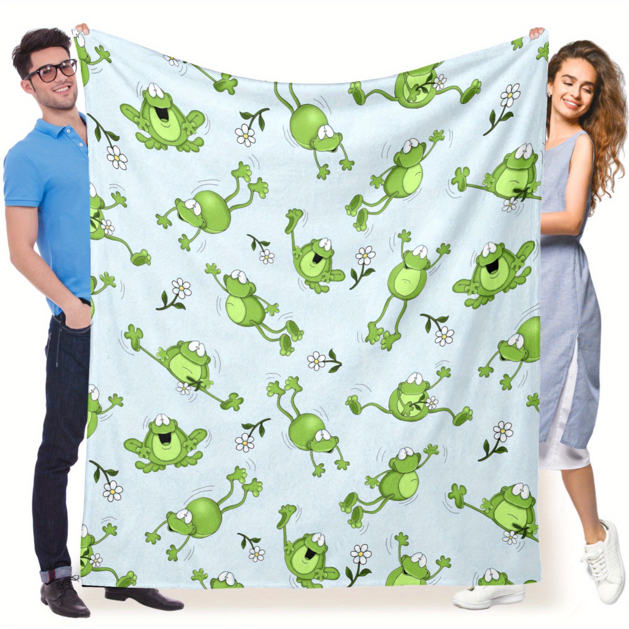 

Green Frog Print Flannel Blanket - Cozy And Perfect Gift For All Seasons