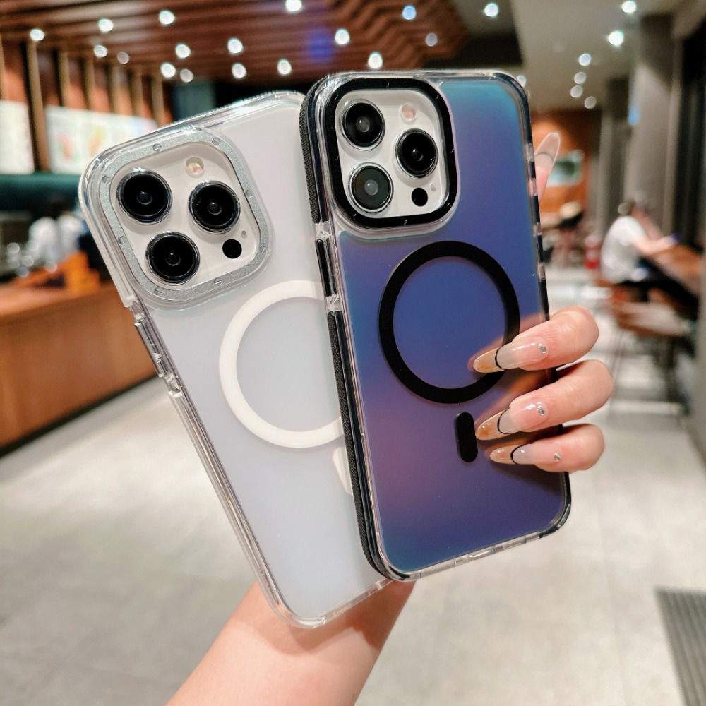 Skincare Magnetic Shockproof Case for Iphone 16 15 14 13 12 11 Pro Max Plus Magsafe Funda Stand Glass Lens Protection Back Cover_voghion.com