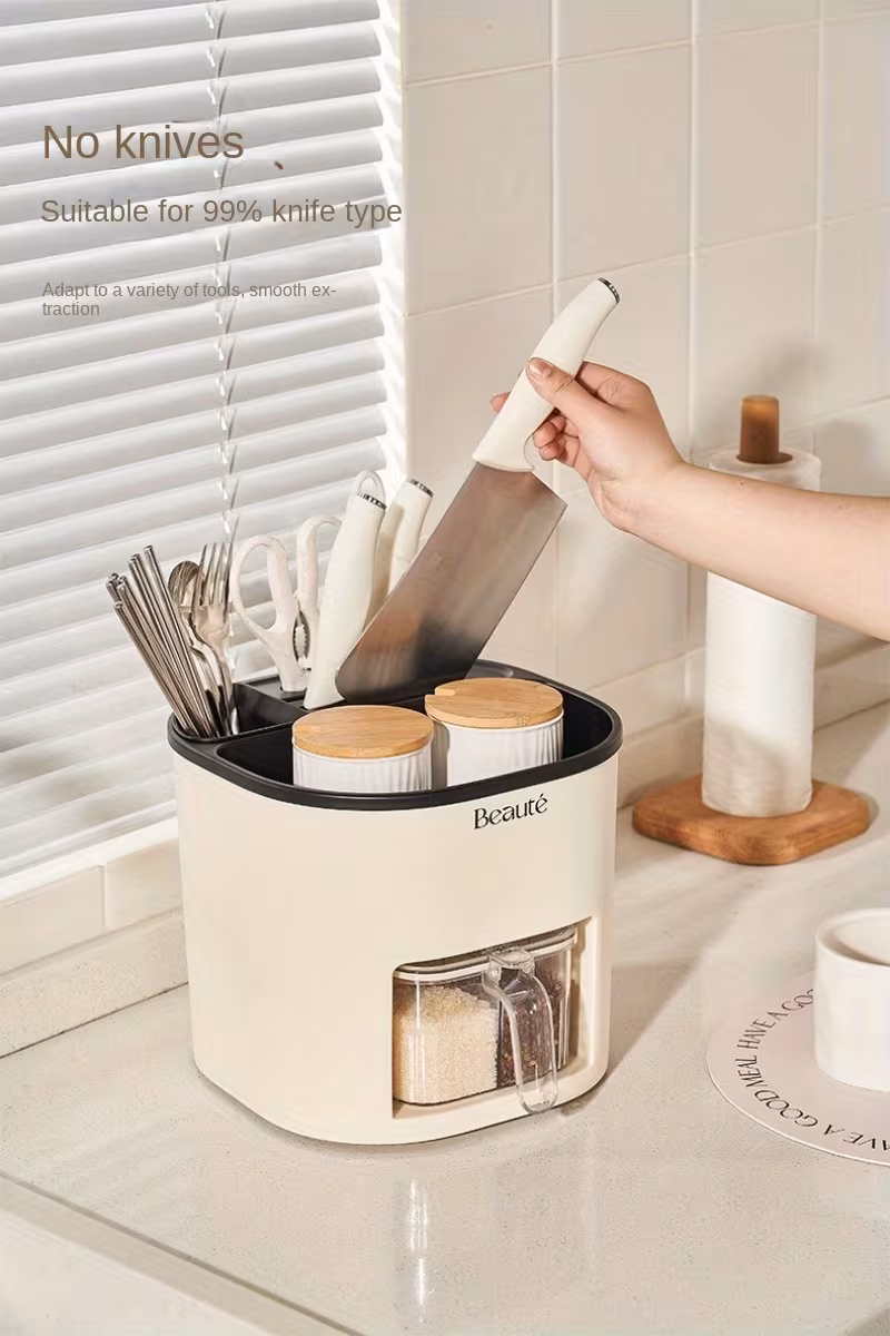 multifunctional kitchen storage rack large capacity rotating holder with chopsticks container and seasoning box plastic material Product details 14