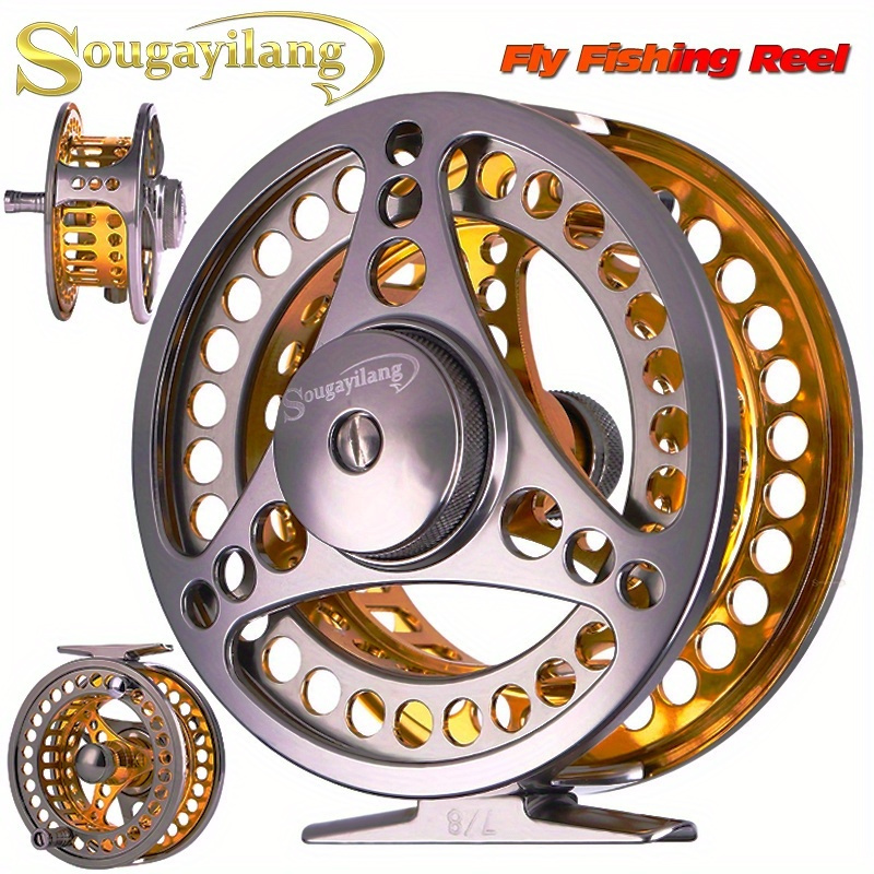 

Sougayilang Fishing Reel Golden And Silvery Cnc Hand Aluminum Alloy Material Super Large Pulling Force Suitable For Ocean/river/lake/ Fishing Gear Accessories