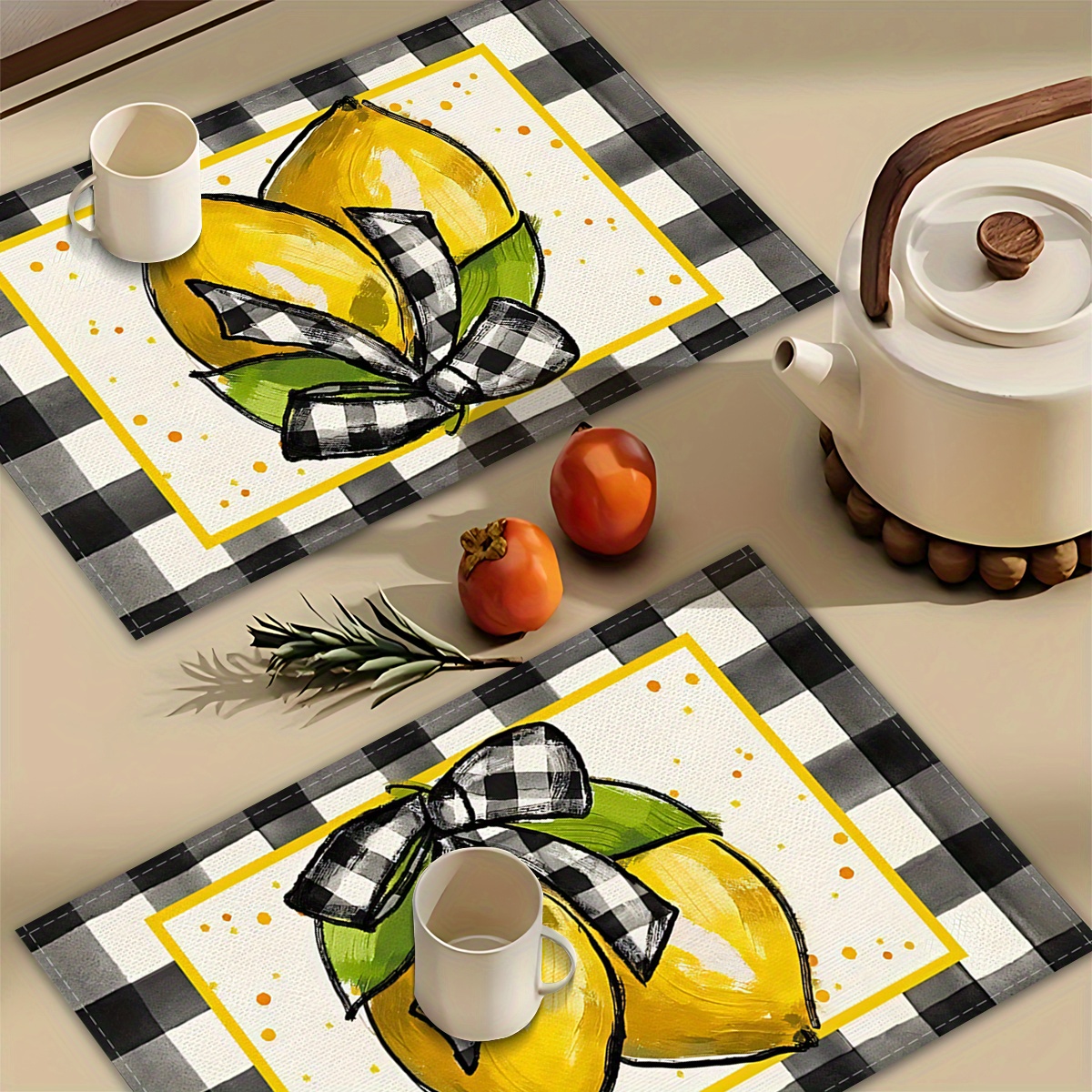 

4/ 6 Plaid Placemat Rectangular Placemat Summer Table Placemat Vintage Restaurant Placemat Washable Placemat