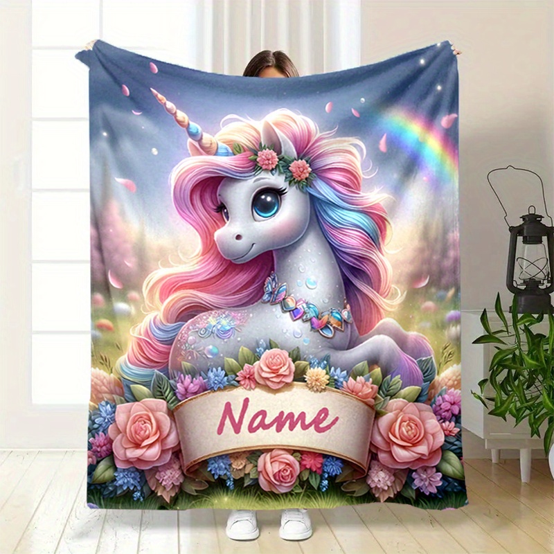 

Personalized Unicorn Blanket - , & For , Bed, -