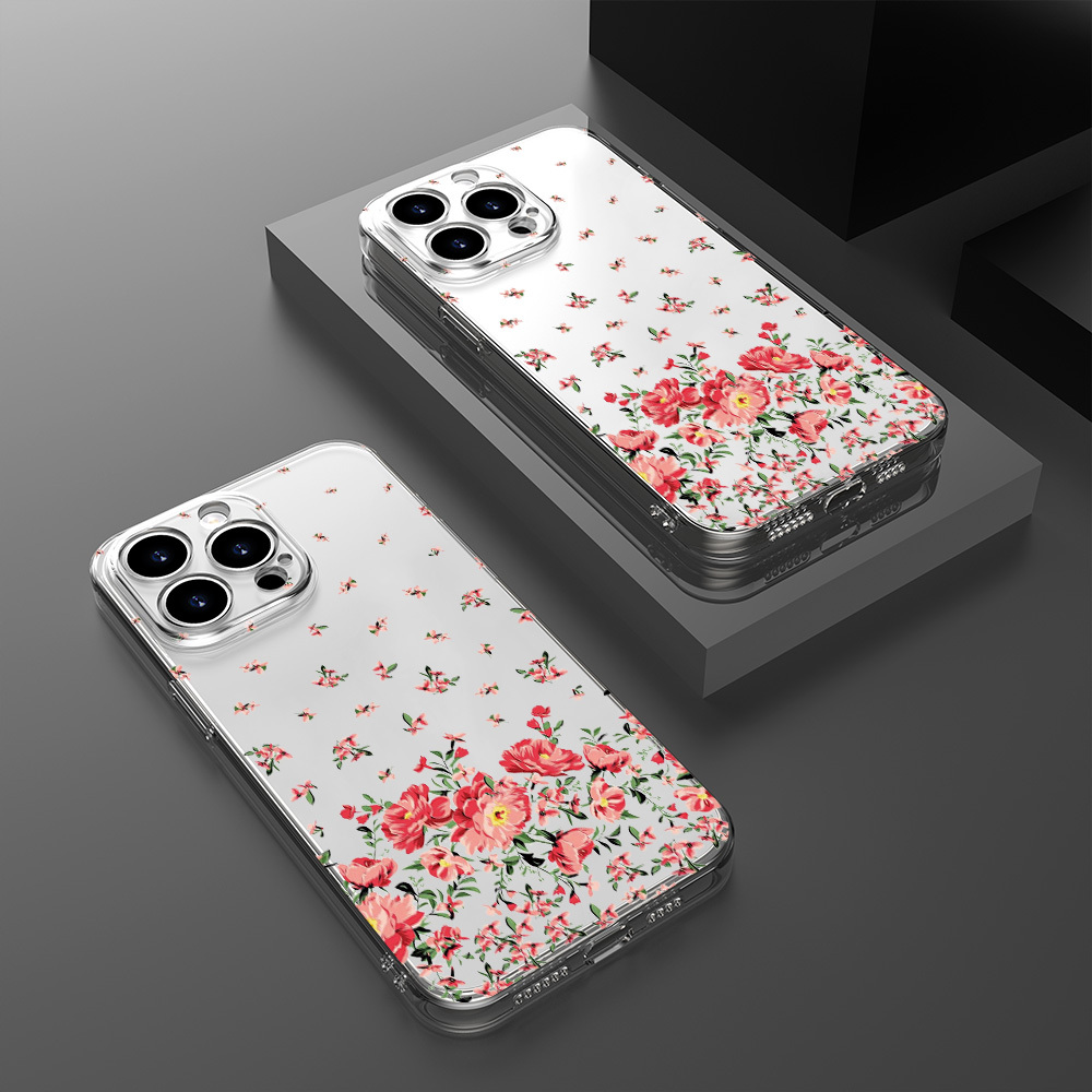 Produktbild von Schutzhülle Für IPhone 11 Pro (5,8 Zoll) – Transparentes TPU-Case Mit Blumenmuster, Stoßfest, Erhöhter Rand, Kameraschutz