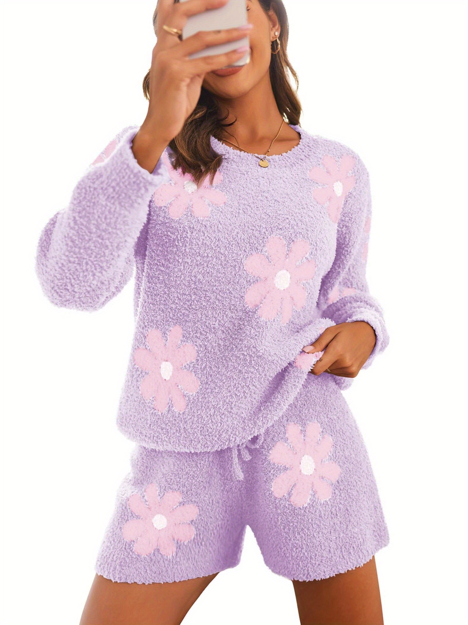 Loungewear Fuzzy Sweatsuit Fuzzy Fleece Pajamas Piece Warm Soft - Main Image