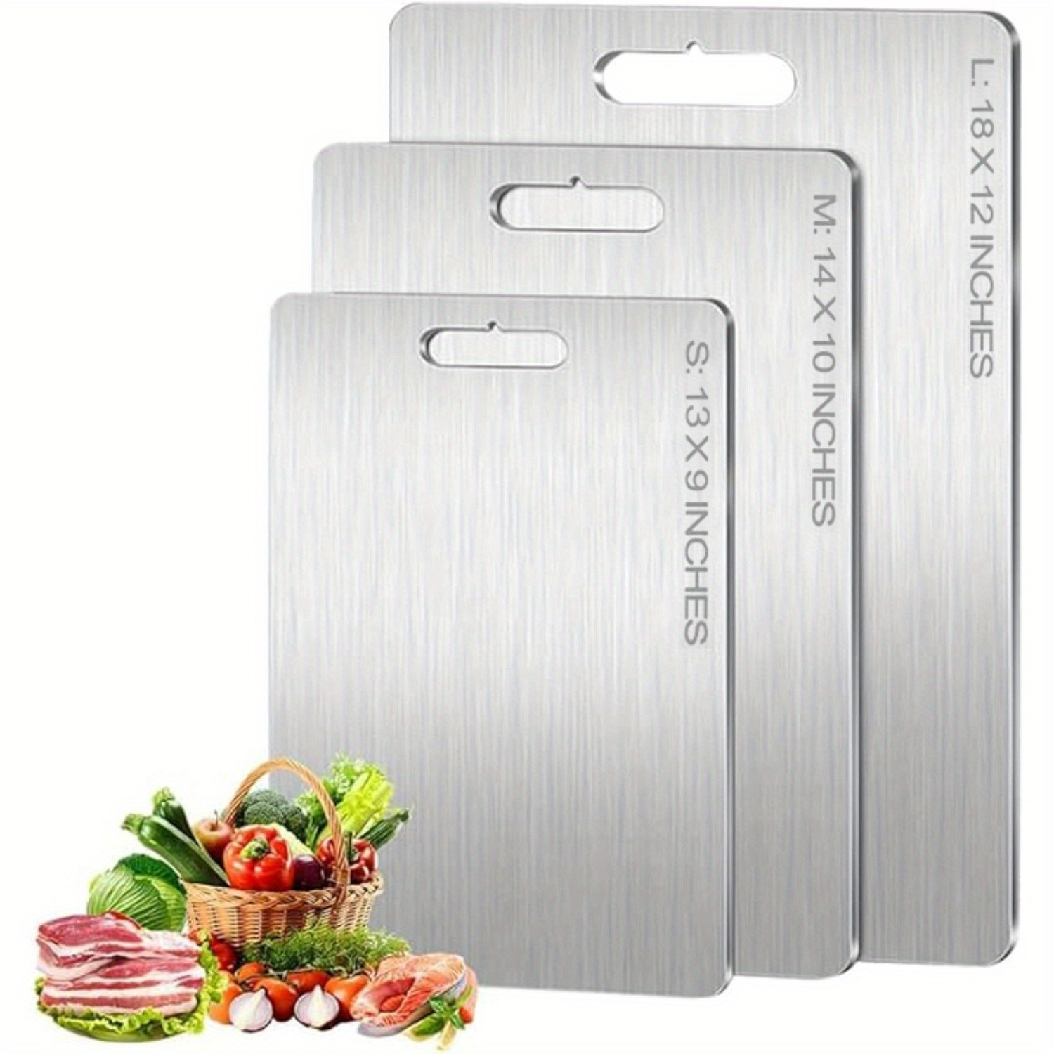 

Double Sided Cutting Board, Medium Stainless Steel Cutting Board For All-purpose Cutting Of Meat, Vegetables, Fruit And Bread With Easy-grip Handles, Dishwasher Safe, Suitable For (14 X 10 Inches)