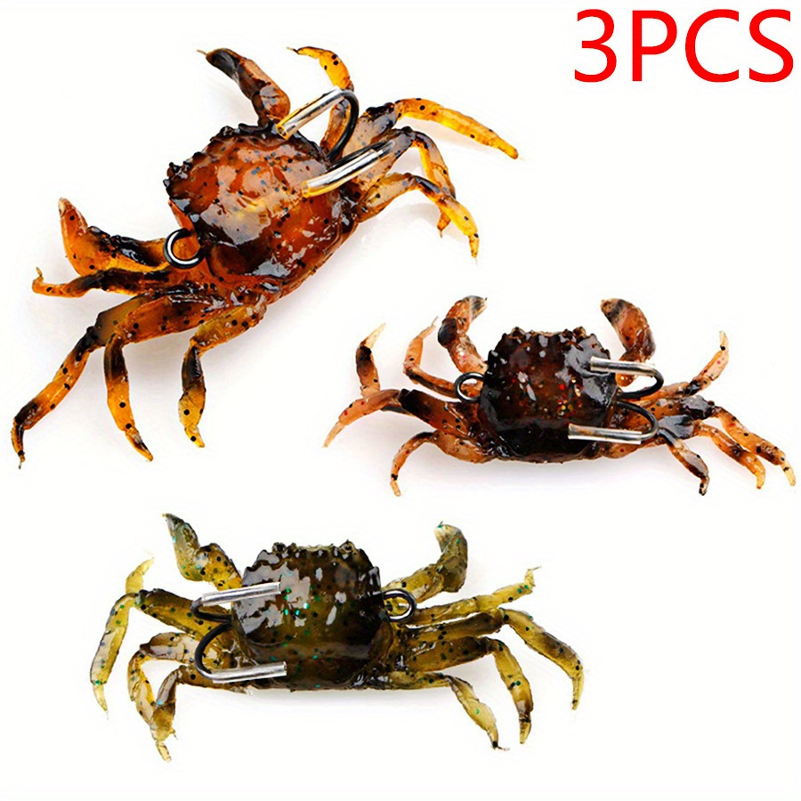 

3pcs Realistic 3d Crab Fishing Lures For Saltwater Fishing - Soft Silicone Baits With Hooks For Octopus And Winter Tackle