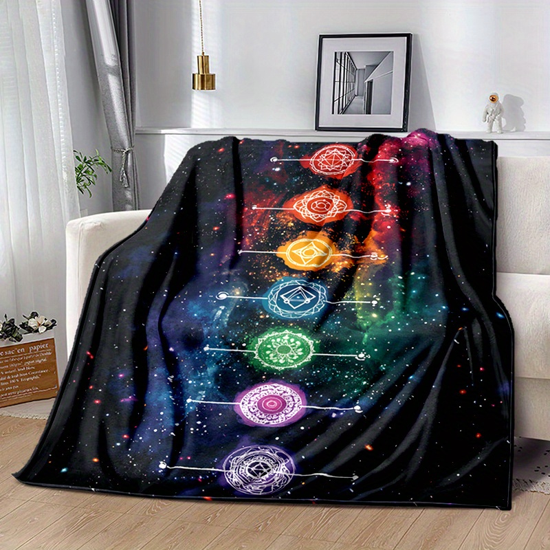 

Chakra Fashion Pattern Print Blanket, Gift For Men And Women, Soft Blanket For Sofa Bed Couch Travel, Lightweight Flannel Blanket