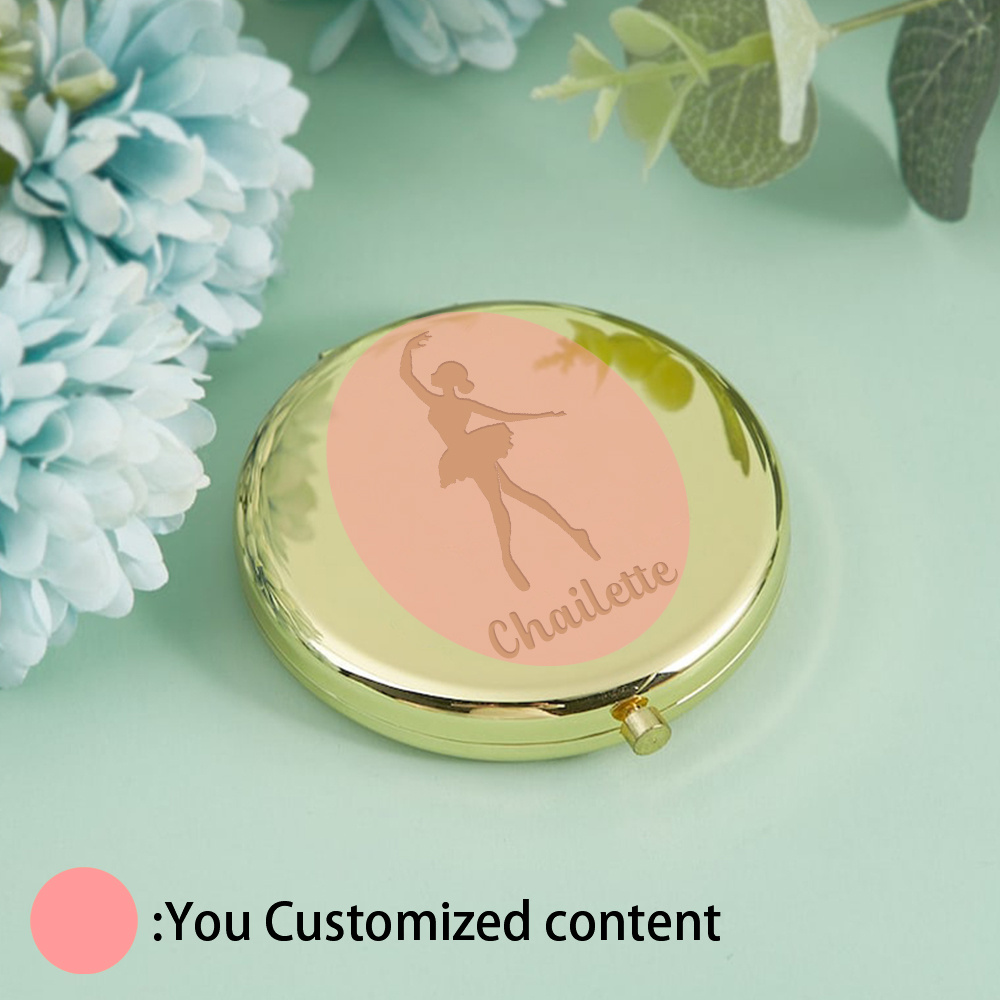 

Personalized Ballerina Compact Mirror - Stainless Steel, Engraved Makeup Mirror For Dancers - Perfect Gift For Ballet Enthusiasts & Dance