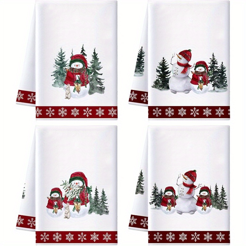

4pcs Set Of , Christmas Towels - & For Drying And Decorating