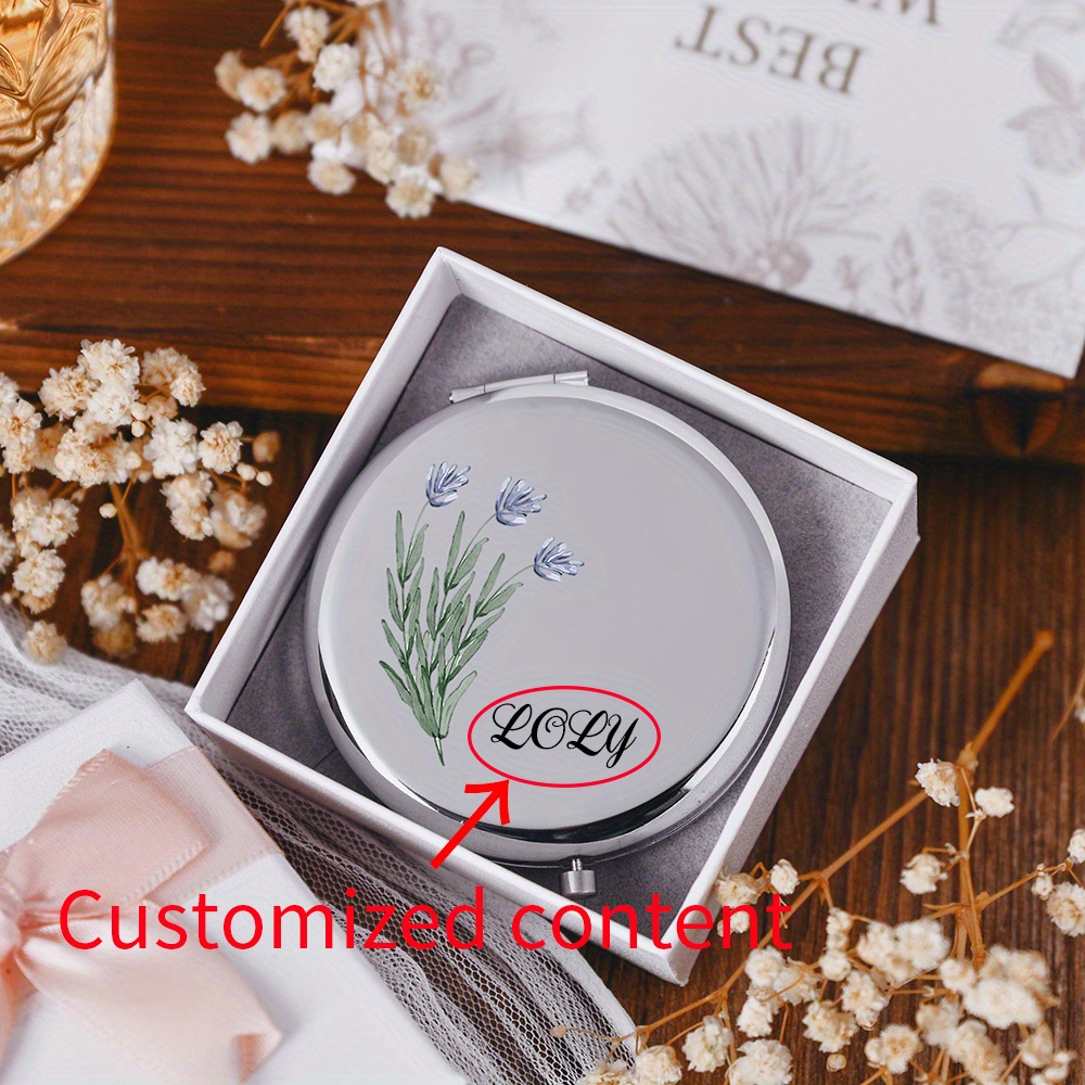 

Elegant Custom Compact Mirror - Personalized Stainless Steel Pocket Makeup Mirror For Wedding & Hen Party Favors, Included