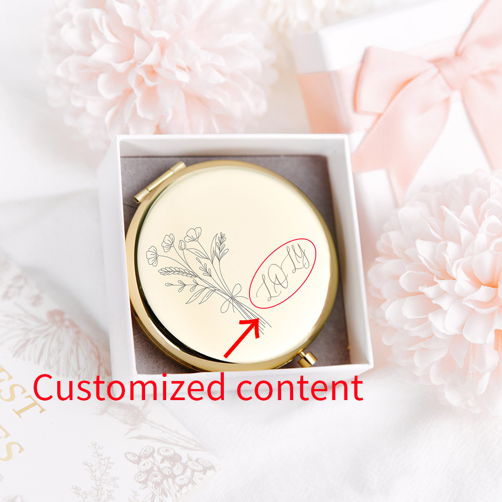 

1pc Elegant Personalized Compact Mirror - Stainless Steel Custom Engraved Pocket Makeup Mirror, Ideal For Mother's Day, Birthday, Bridesmaid Proposal, Hen Party, Christmas & Travel Gifts For Women