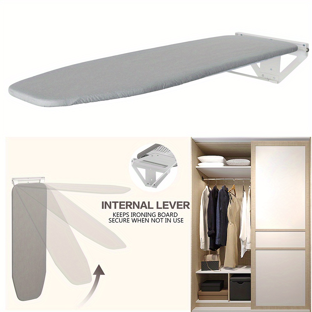 Image of 1pc Foldable Pull Out Ironing Table, Wall Mounted, Rotatable, Ironing Board, Heat-resistant, Triple Layering For Closet Bedroom, High Reliability