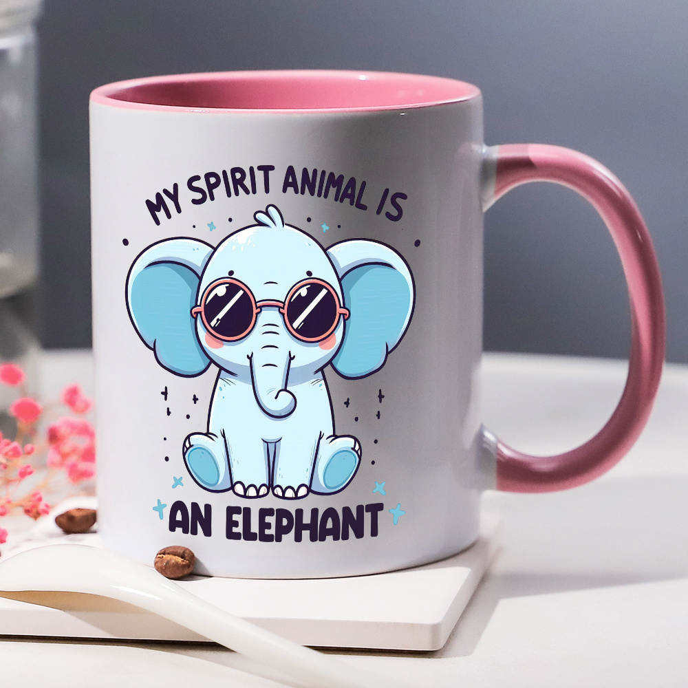 TEMU 1pc Funny Mug - "my Is An Elephant" 11oz Ceramic Cup, Design With Fashion Glasses, Reusable & Dishwasher Safe, Home Decor, Parties, And Everyday Use, Elephant Decor