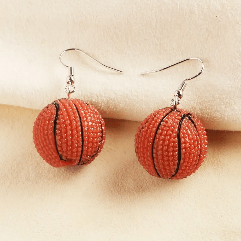 Image of A Pair Of Pendant Earrings With Basketball Design, With Daily Clothing And Party Accessories, Is The Perfect Decoration For Sports Enthusiasts.