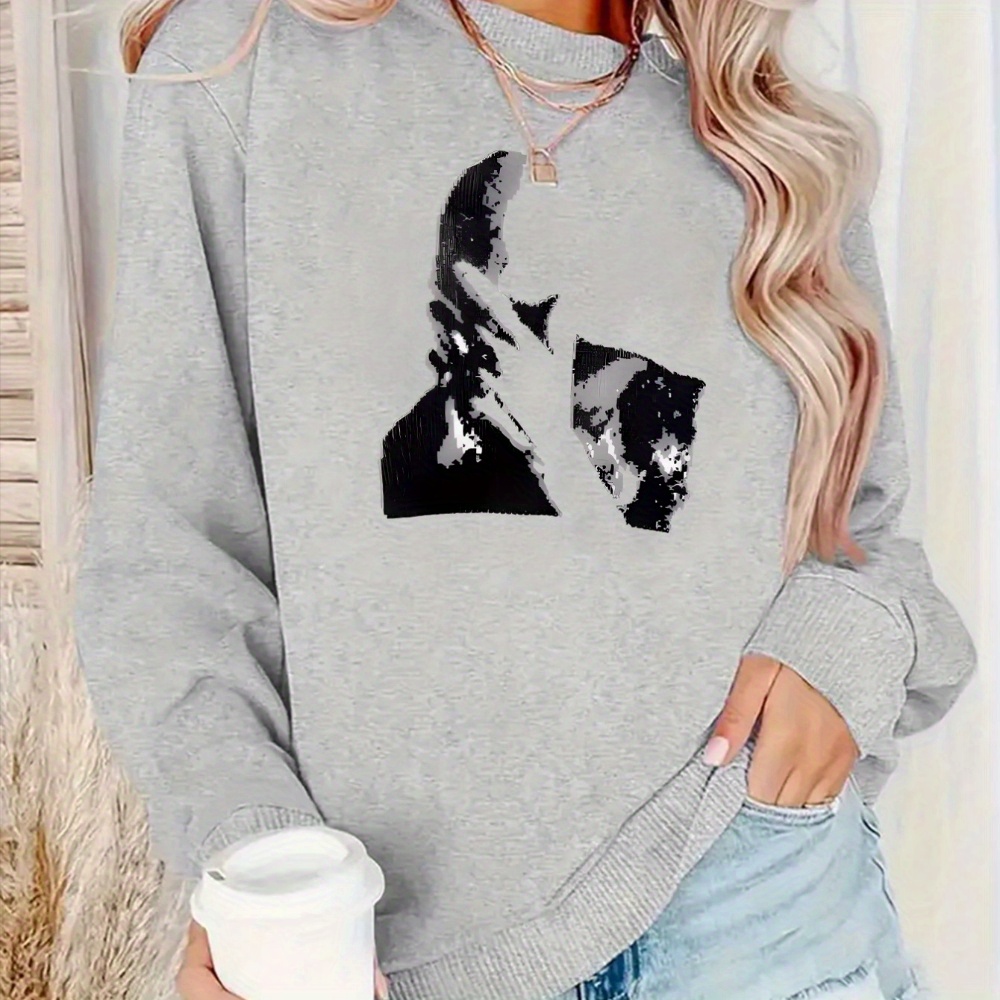 

Women's Casual Crewneck Pullover Sweatshirt, Figure Print, Cozy Knit Fabric, Polyester, , Cartoon Graphic, Adult Fit, Sporty Style