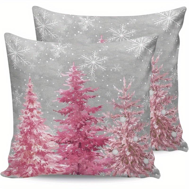 

2- Christmas Decorative Cushion Covers, 18x18 , And , Rectangular Polyester For Sofa, , , Decor, No Needed