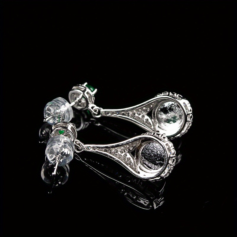 1 pair 925 silver inlaid natural   ice seed water moistens light earrings ladies   fashion inlaid diy earrings holiday birthday gift to send test certificate and gift box Product details 2