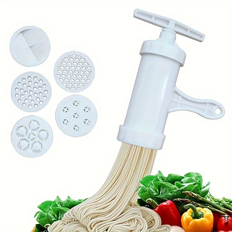 

6pcs/1set, Manual Plastic Noodle Press, Kitchen Utensils, Noodle Maker With 5 Molds, Suitable For Home Use