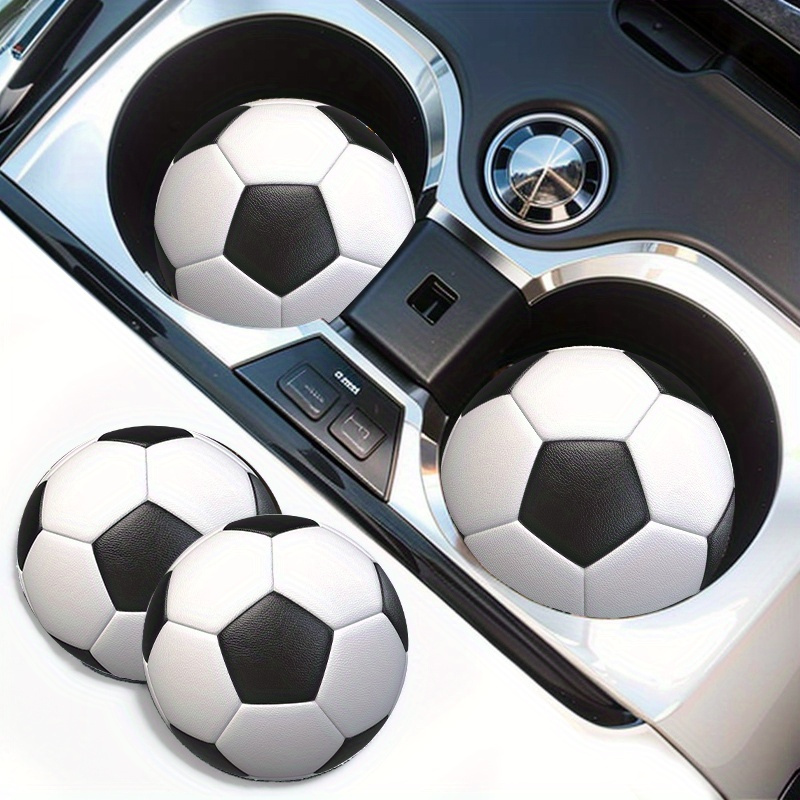 

2-pack Eva Football Design Cup Holder Coasters - High-quality Absorbent Car Interior Cup Mats, Anti-slip, Precision-stamped Soccer Pattern