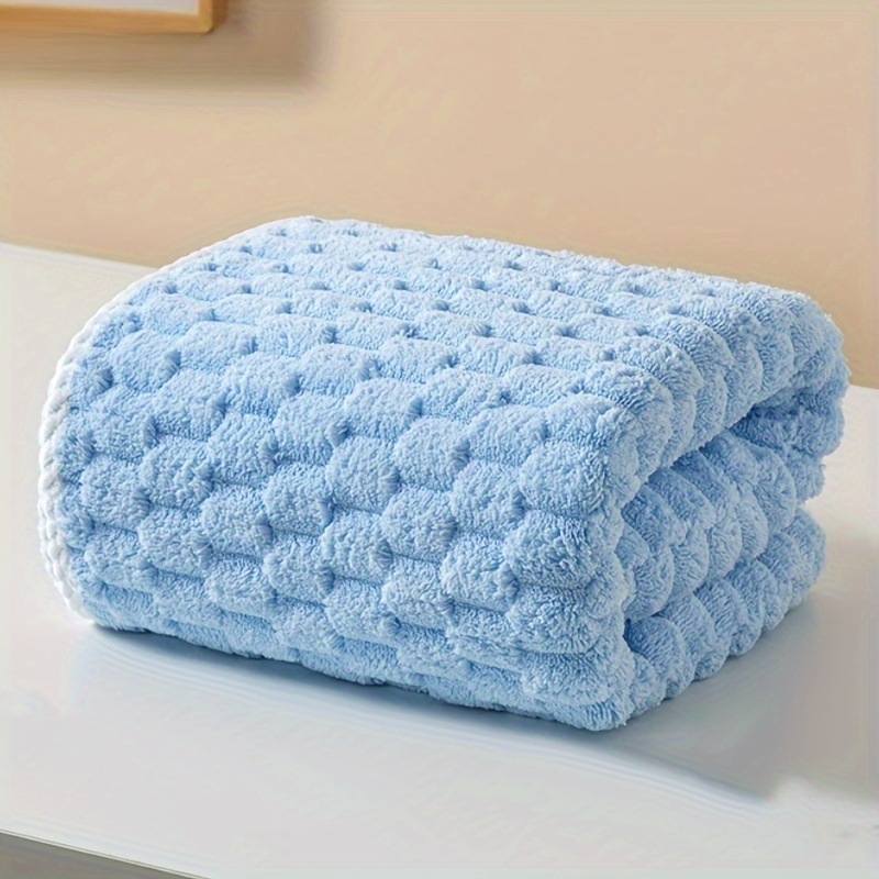 TEMU Waffle Weave Bath Towels - Pack Of 1, Microfiber, Quick-dry Textured Towels, Soft Spa & Gym Towels, Durable For Daily Use, Unscented - No Electricity Or Battery Needed