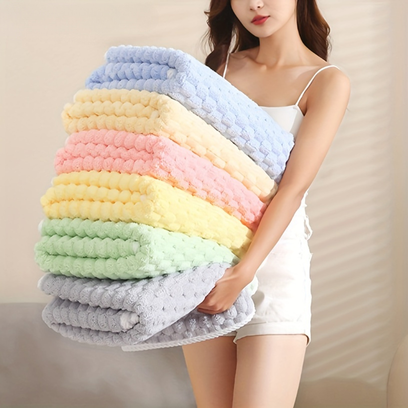 

Waffle Weave Bath Towels - Pack Of 1, Microfiber, Quick-dry Textured Towels, Soft Spa & Gym Towels, For Daily Use, Unscented - No Electricity Or Battery Needed