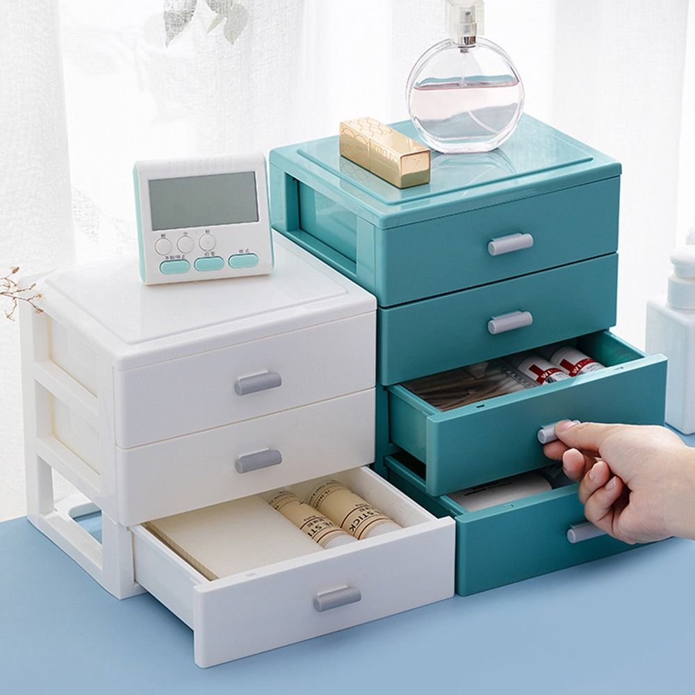 

1pc Multi-functional Desktop Storage Box Utility Box Mini Large Capacity Jewelry Box Dust Prevention Waterproof Stationery Organizer Hair Accessories