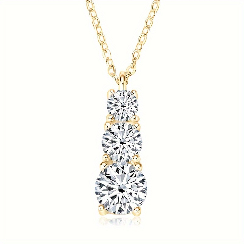 Image of 1.8ct Moissanite Necklace | 925 Sterling Silver, Couple Style, Elegant And Classic, Ideal For Anniversary, Halloween, Weddings, Parties, Matches Dresses, Includes Gift Box