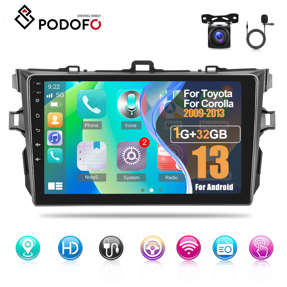 

1+32g For Toyota For 2009 2010 2010 2011 2012 2013 Car Wireless Carplayer For Auto 16 Eq, Podofo 9 Touch Display Touch Car Wireless