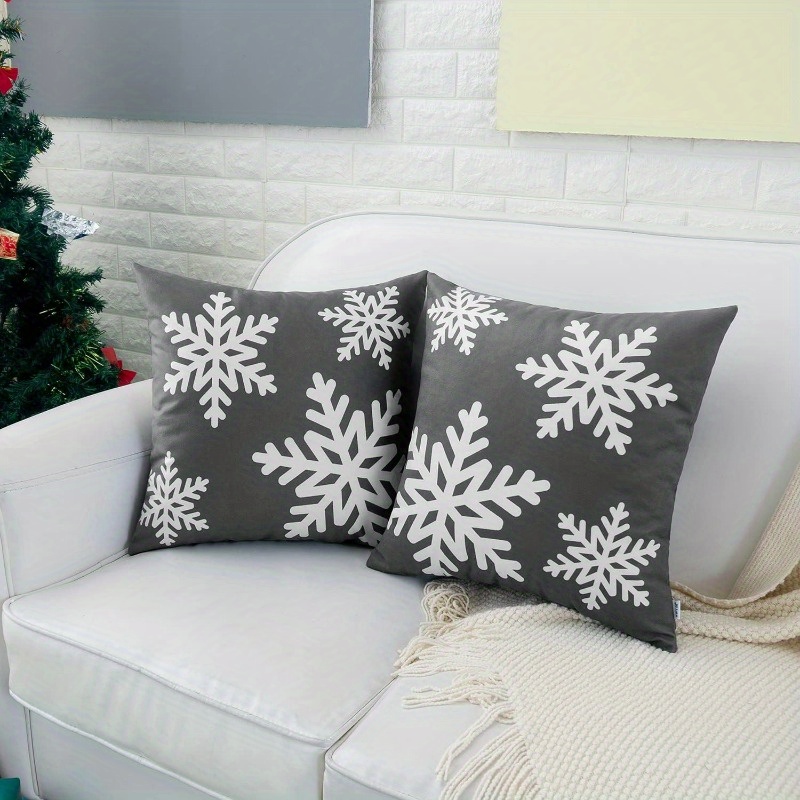 

2-piece Set 18x18" Christmas Decorative Cushion Covers, Woven Rectangle Polyester Sofa & Bed Throw Case Set - Soft, Non-electric, For Home Decor