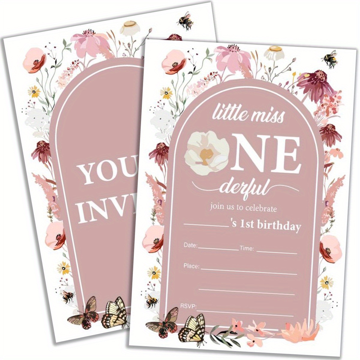 

20pcs, First Birthday Invitation, Party Invitation, Theme Birthday Party Invitation, Birthday Invitation With Envelope