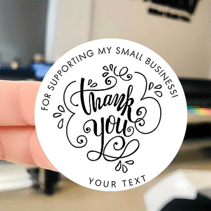 

48pcs Customized Thank You Stickers - Personalized Small Business Labels, Black & White Round Text Decals For Gifts, Weddings, Engagements, Parties