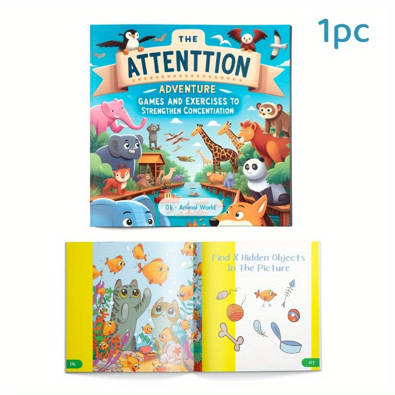 1pc The Attention Adventure Activity Book: Engaging Concentration Exercises & Games for | Interactive Find & Seek Animal World Challenges | English, Published by ZHIDIAN INTERNATIONAL, Release Date 2024-05-01