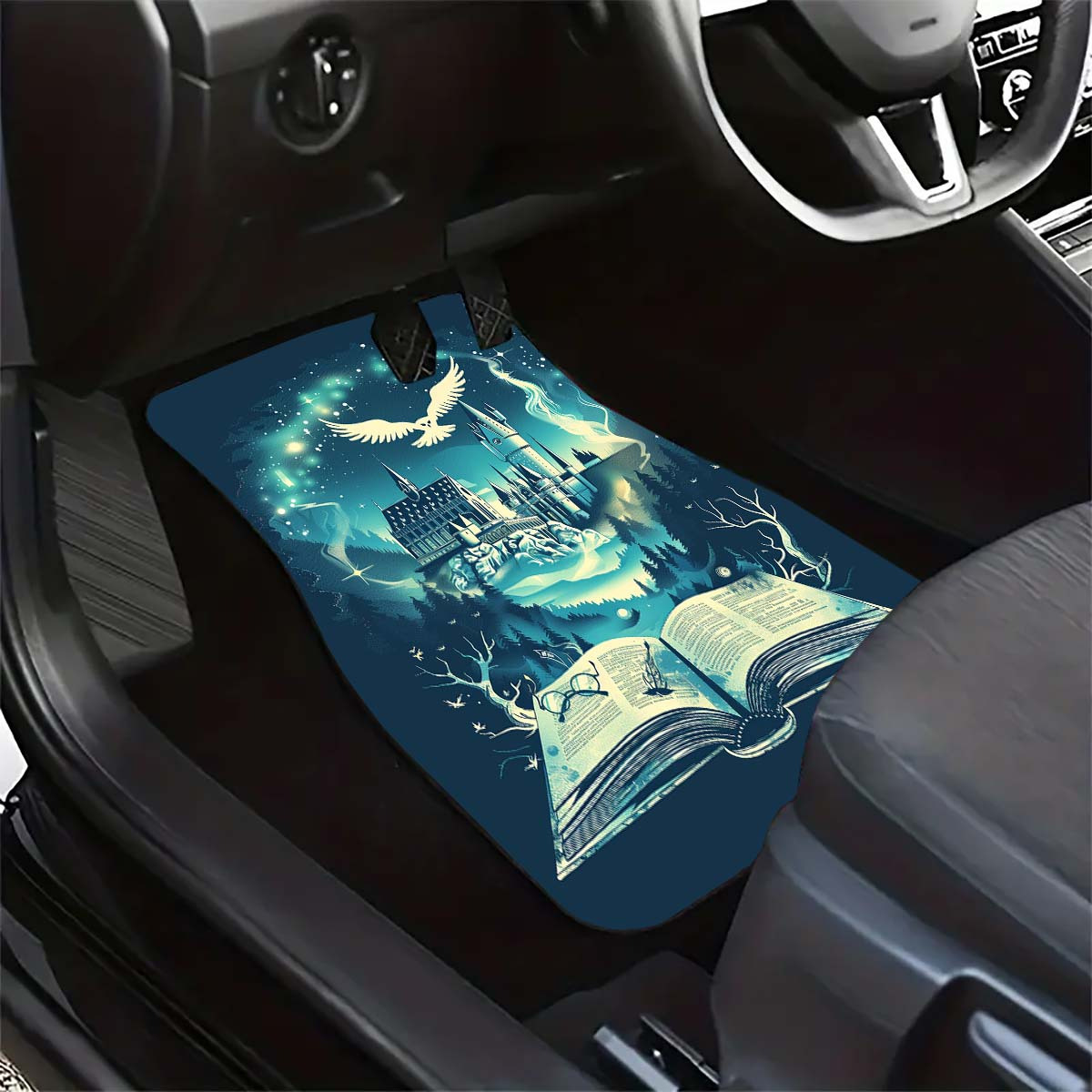 

And Magic Book Print Polyester Fiber Vehicle Floor Mats Set For Driver And Passenger Seats