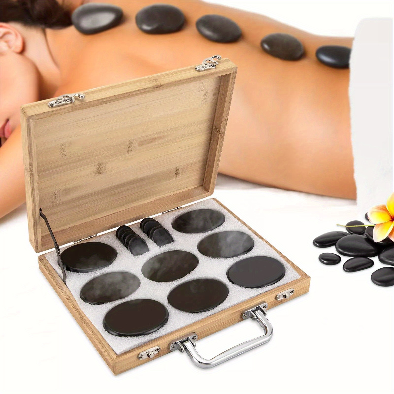 

16pcs Hot Massage Stone Stones Set Massage Heating Box Heater Kit