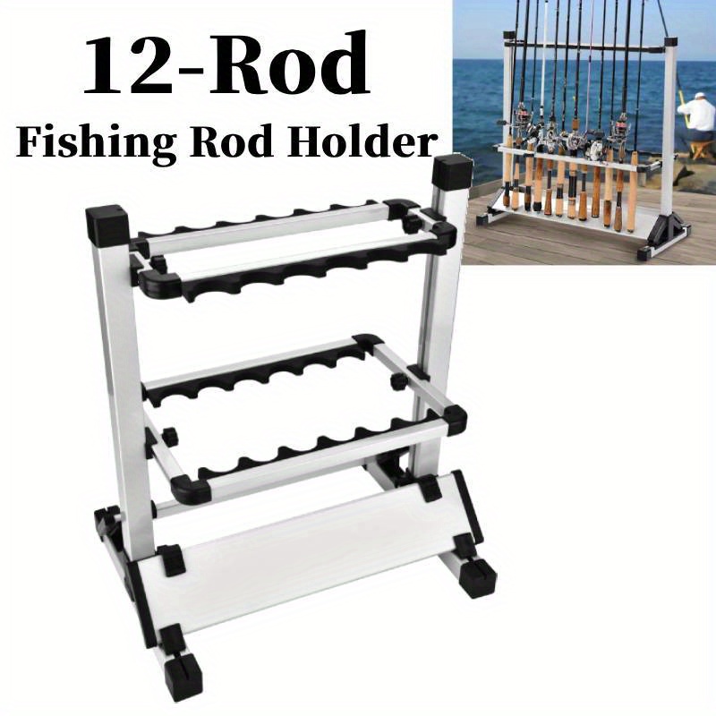 

Lightweight Fishing Rod Pole Holder Stand Organizer Rack For 12 Rods