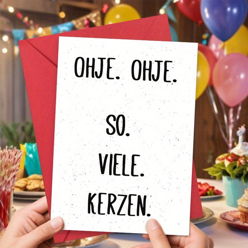 

1pc Humorous German Birthday Card With Envelope - "so. Viele. Kerzen" Text, Ideal For & , Unique & Creative Greeting For Anniversaries, Christmas & Birthdays, Funny Birthday Cards