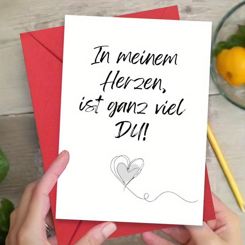 

1pc Romantic German Greeting Card - "in Meinem Herzen, Du Ganz Groß Viel Platz!" - Valentine's Day Gift For Him/her, Boyfriend/girlfriend, Husband/wife, Or Anyone Special, Valentines Cards