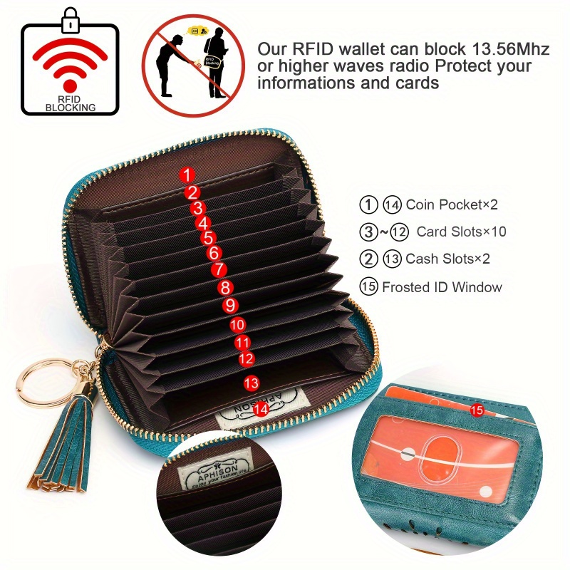 

10-slot Sunflower Rfid Blocking Wallet - Zipper Closure, 2 Cash Slots, 2 Coin Pockets, Window, Bi-fold With Polyester Lining, (5.3" X 3.7" X 0.9"), Perfect Gift For Women And Girls