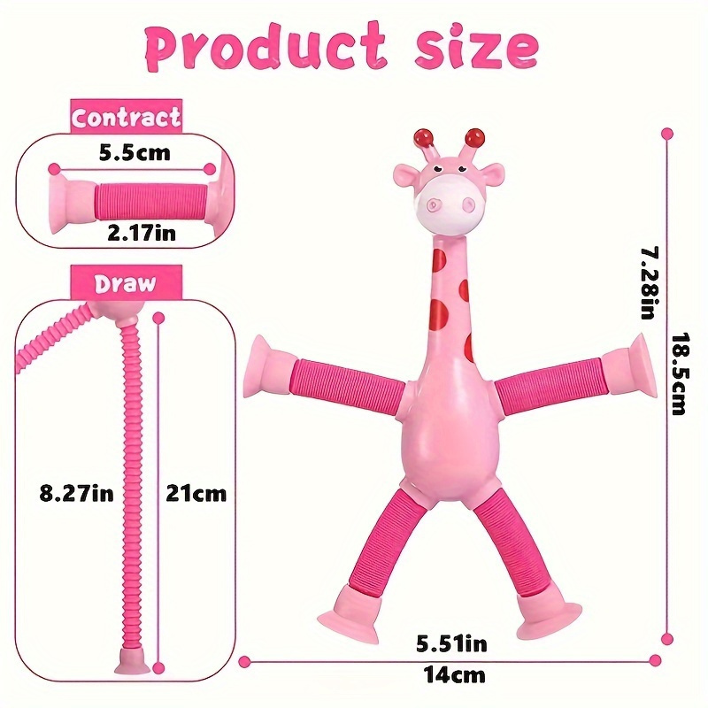 4pcs colorful stretchy giraffe suction cup toys fun educational for ideal for car bathroom bedroom durable plastic random colors Product details 1