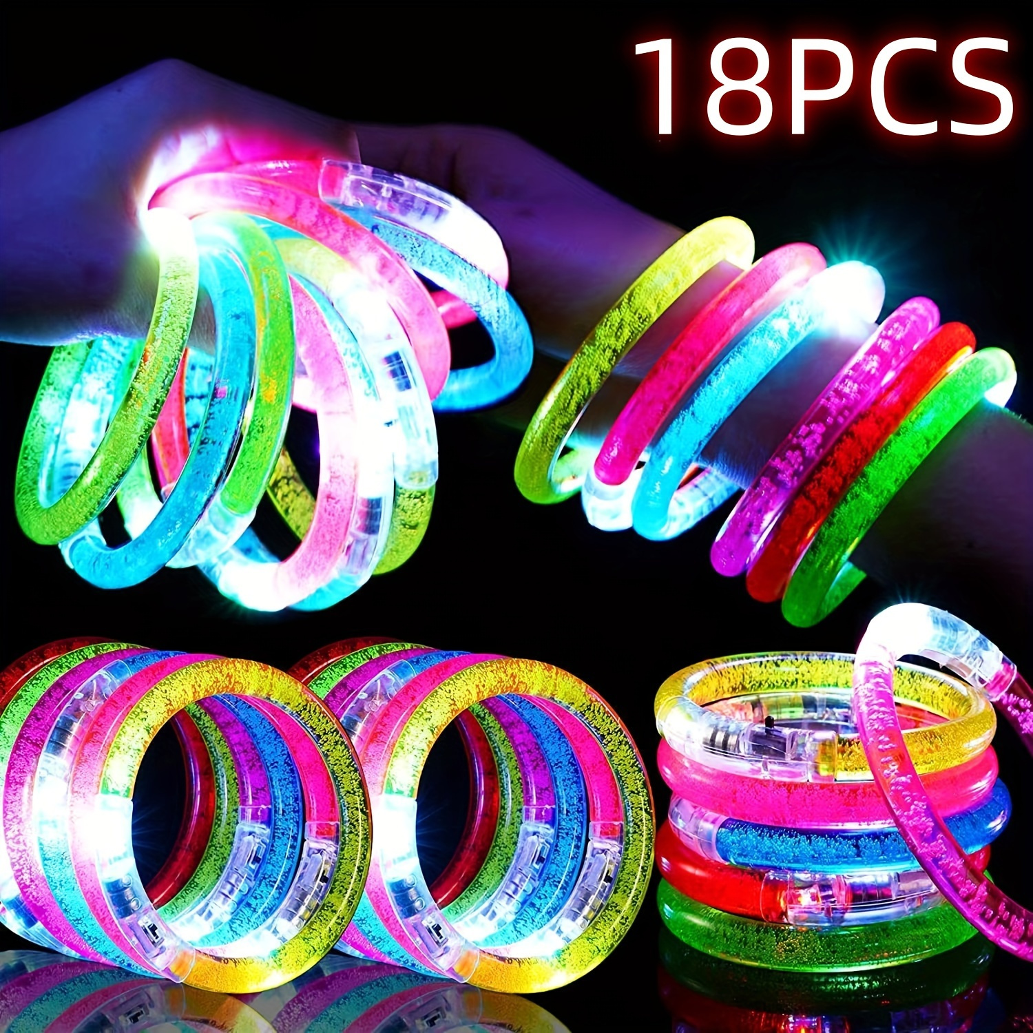 

18 Led Bracelets, Led Bracelets, Bracelets, Light Up Party Gift Bracelets, Carnival, Wedding, Random Color Gifts