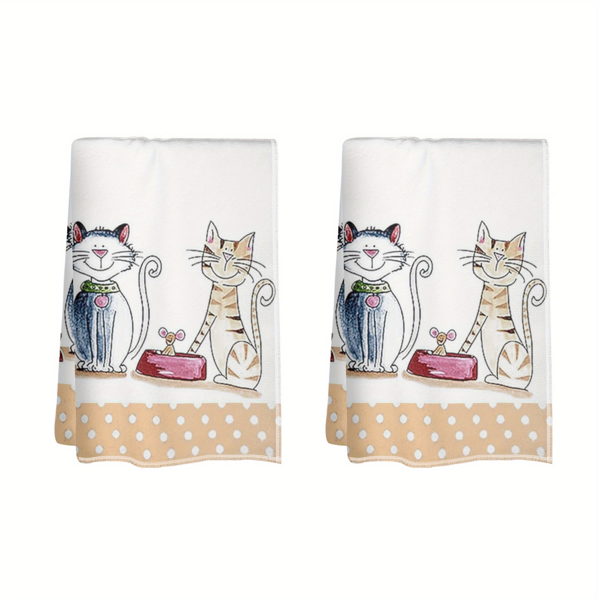 

Festive 18x26in 2-pack Kitchen Towels: , Christmas, Thanksgiving, Independence Day, Harvest Themed, Cartoon Cats, Contemporary Style, Hand Wash Only, Polyester Material, Rectangular Shape