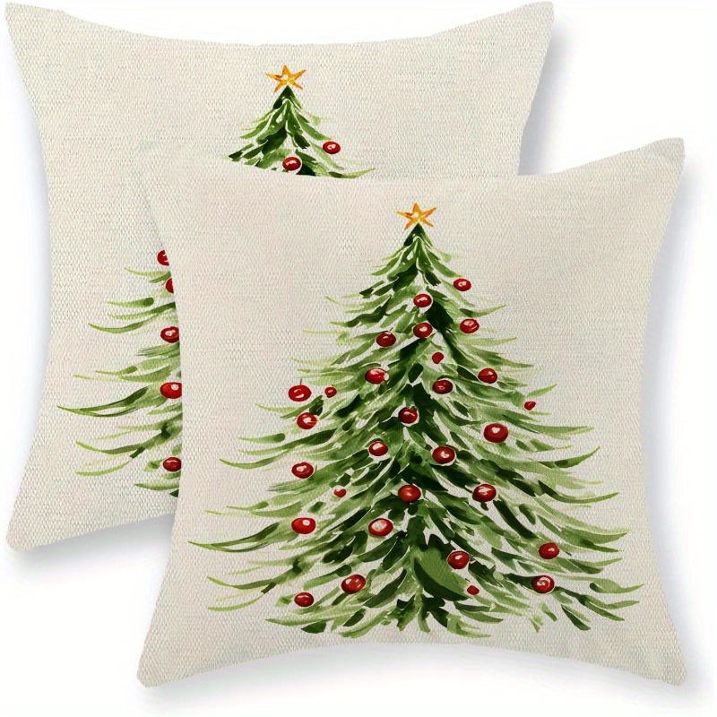 

2pcs Set 18 X 18 Inch Christmas Throw Pillow Covers, Christmas Decorative Pillowcase, Winter Farmhouse Holiday Decor Outdoor Cushion Covers For Home