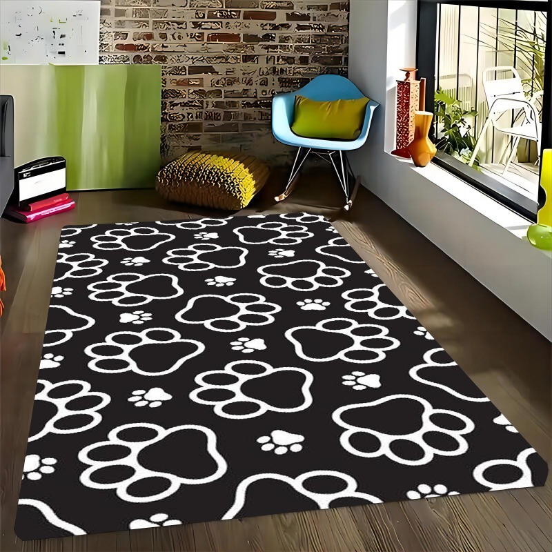 

Soft & Absorbent Flannel Area Rug With Cute Puppy Print - Non-slip, Machine Washable For Living Room, Bedroom, Entryway - Cozy Home Decor