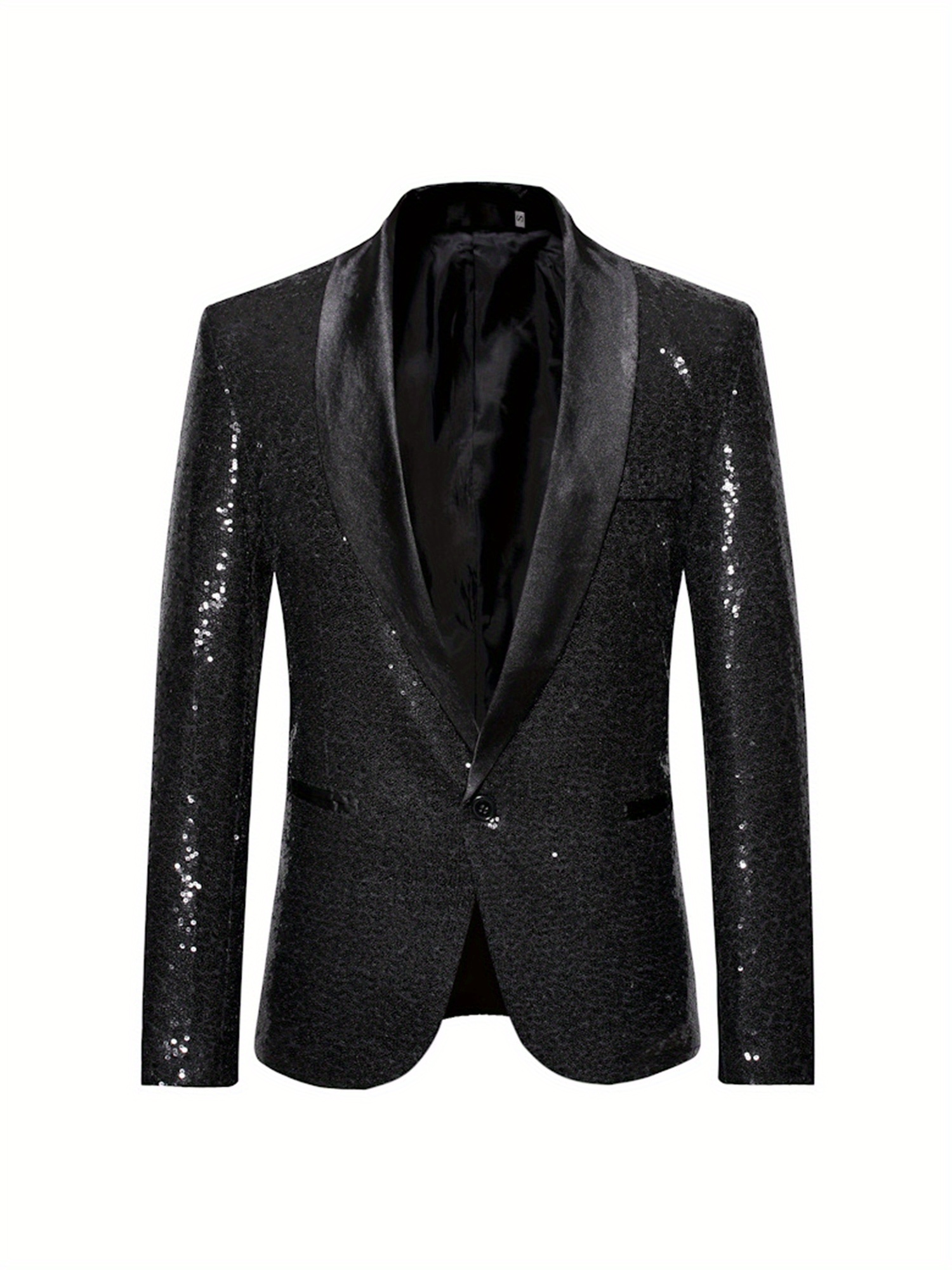 Col Roulé Homme Veste Costume à Paillettes Homme Smoking Brillant Slim Fit Veste à Queue d'Hirondelle pour Disco Fête Mariage Soirée Cosplay Veste Paillette Homme à Col Revers