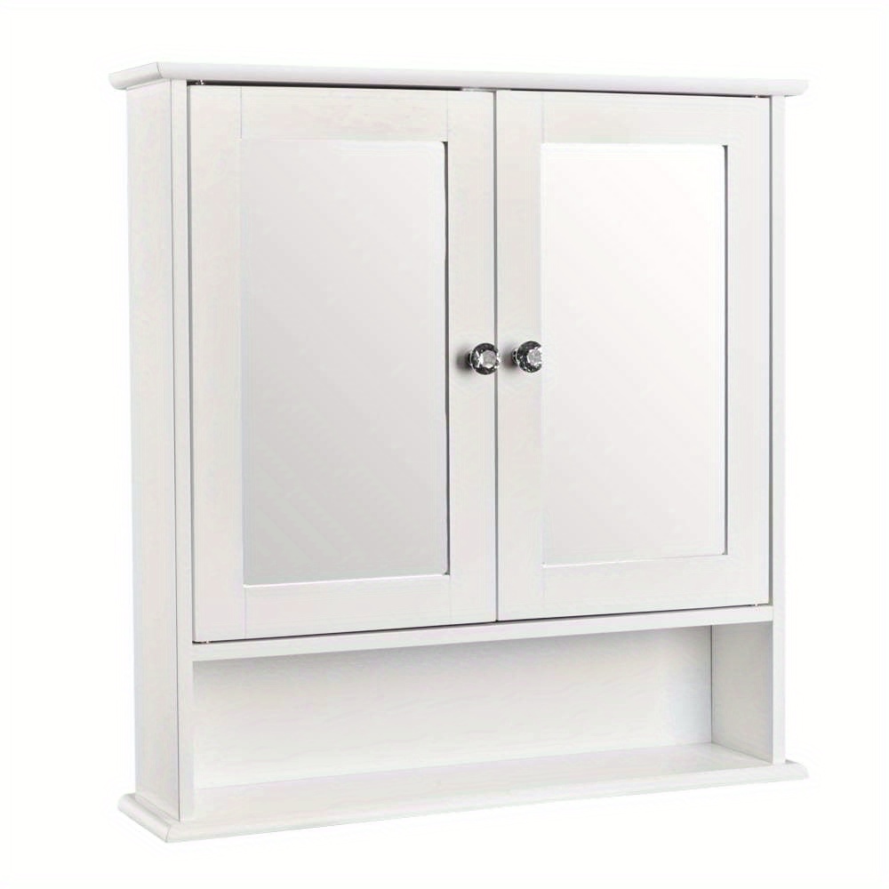 TEMU Wall-mounted Bathroom Storage Cabinet Organizer With 2 Mirror Doors And Adjustable Shelf For Kitchen Laundry Room Hotels, White