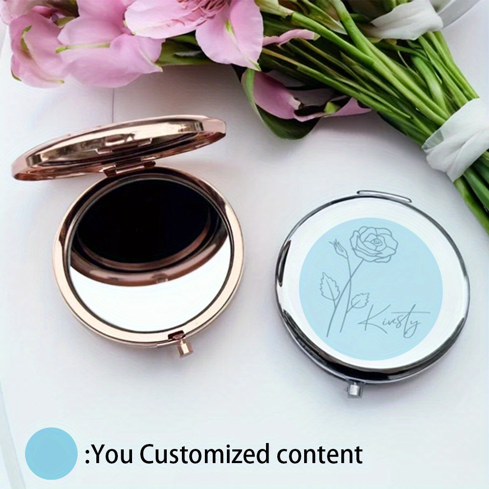 

Elegant Personalized Stainless Steel Compact Mirror - Custom Engraved With | Bridesmaid, Mother-in-law, Teacher Appreciation & Birthday Gifts